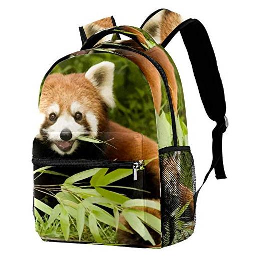 LORVIES - zaino casual con panda rosso, per scuola, studenti e viaggi