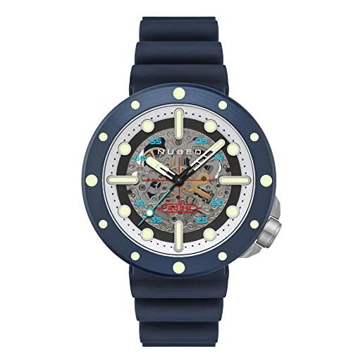 Nubeo space cassini nb-6058 - orologio automatico da uomo, 50 mm, con cinturino in silicone, blu