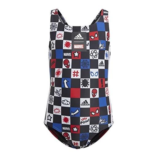 adidas hr7436 dy sm swimsuit costume da nuoto white/better scarlet/team royal blue/black 5-6a