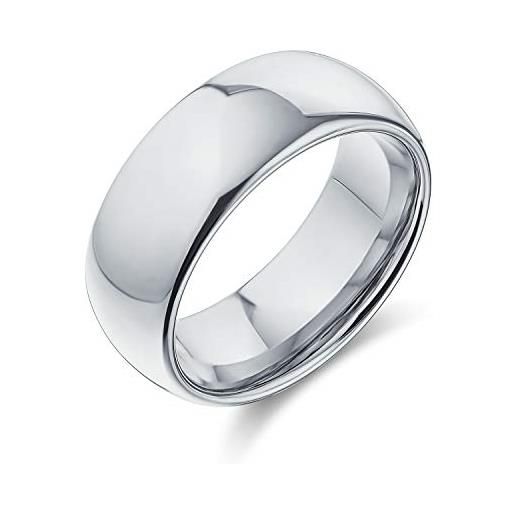 Bling Jewelry plain simple wide dome coppie titanium wedding band anello per gli uomini per le donne lucidato tono argento comfort fit 8mm