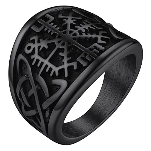 FaithHeart anello vichingo da uomo bussola runica vegvisir spirito nautico amuleto gioielli nodo trinità celtico in stile nordico anello figo per hiphop punk