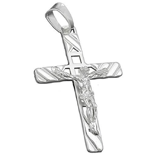 Unbespielt ciondolo a forma di ciondolo per collana religion ltext croce con gesù 925 argento 35 x 22 mm