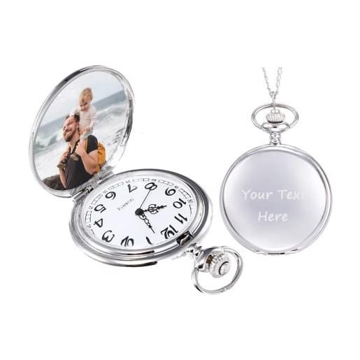 Pekdi orologio da taschino personalizzato orologi da taschino personalizzati orologio da taschino al quarzo vintage con testo fotografico orologio personalizzato regalo per uomo papà marito