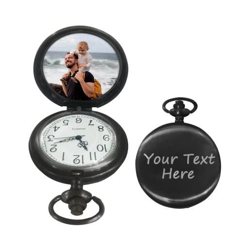 Pekdi orologio da taschino personalizzato orologi da taschino personalizzati orologio da taschino al quarzo vintage con testo fotografico orologio personalizzato regalo per uomo papà marito