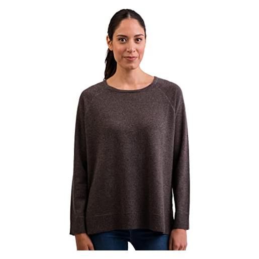 CASH-MERE.CH maglione da donna in 100% cashmere con taglio dritto e spacco laterale. Felpa girocollo a 2 fili, tortora melange, xl