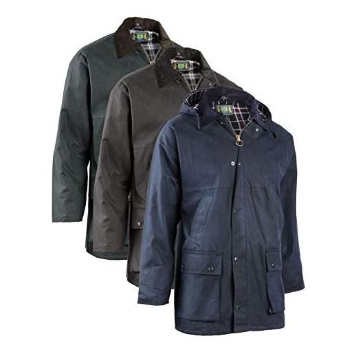Hunter-Outdoor bolton - giacca cerata imbottita unisex countrywear (as8, alpha, l, regolare, blu navy), marina militare, l