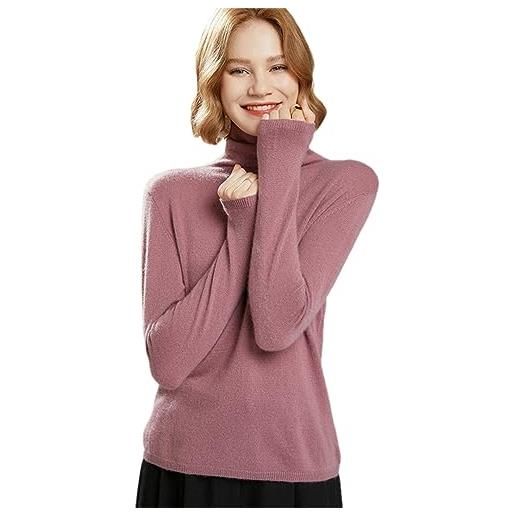 Hcclijo dolcevita donna in lana merino pullover maglione lavorato a maglia autunno inverno maglione lavorato a maglia rose red l