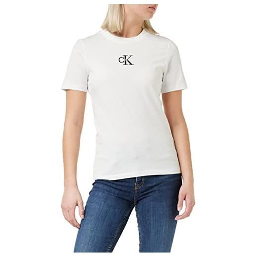 Calvin Klein jeans monologo slim fit tee j20j219135 top in maglia a maniche corte, bianco (bright white), xxl donna