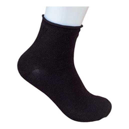 Infinity 12 paia calze corte uomo senza elastico sanitarie in puro caldo cotone soft 100% 40-46 (blu alto)