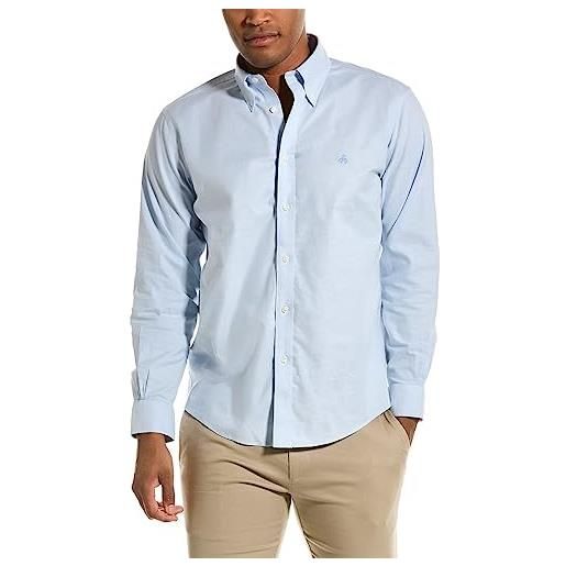 Brooks Brothers camicia sportiva da uomo in tessuto oxford non stirato, a maniche lunghe, tinta unita, bianco, xxl, bianco, xxl