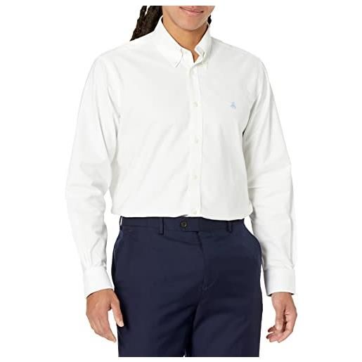 Brooks Brothers camicia sportiva da uomo in tessuto oxford non stirato, a maniche lunghe, tinta unita, bianco, xxl, bianco, xxl