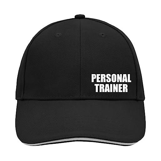 Huuraa cappy berretto personal trainer training unisex taglia con motivo per tutti i fitness coachs idea regalo per amici e familiari, nero/grigio chiaro, taglia unica
