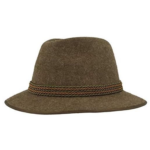 Hut Breiter breiter cappello da uomo traveller cappello bavarese 100% lana capello in feltro con cordoncino bicolore e bordatura - oliva 61