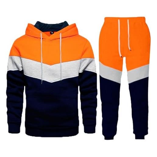 JMEDIC tute da calcio squadre con patchwork sportivo casual, pantaloni casual tutta tute da firmate economica (orange, xl)