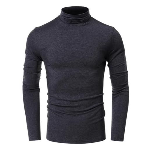 MQYXGS maglione dolcevita da uomo maglione slim fit pullover collo alto maglione camicie a maniche lunghe top in cotone leggero maglietta moda finto dolcevita in cotone pullover slim fit tinta unita top