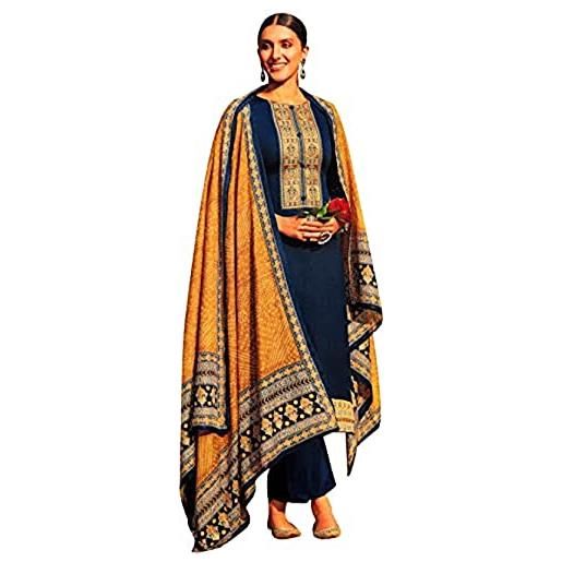 JIVRAJ FASHION designer donna indiana pakistana abbigliamento manica lunga girocollo kameez shalwar diamond work georgette satin con ricamo shalwar kmaeez suit (scelta 2)