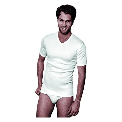 Maglia Uomo Taglie Forti (3 Pezzi) Intima 100% Cotone Mezza Manica Scollo a  V Antisudore Estiva (XL, 3 Bianche) : : Moda