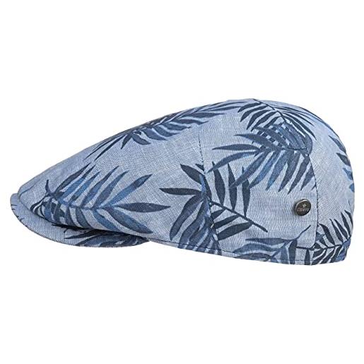 LIERYS coppola hawaii uomo - made in italy berretto lino cappello piatto con visiera, fodera primavera/estate - 59 cm blu