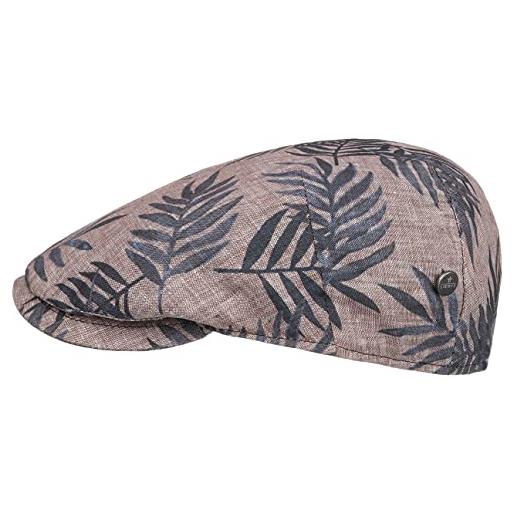 LIERYS coppola hawaii uomo - made in italy berretto lino cappello piatto con visiera, fodera primavera/estate - 55 cm marrone chiaro