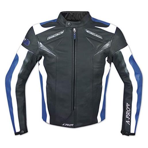 A-Pro moto giacca pelle motociclismo sport gilet estraibile protezioni ce blu xxl
