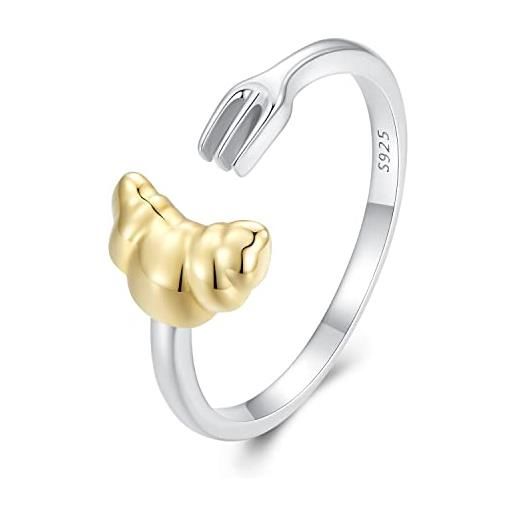 NewL anello a cupola a croissant placcato oro intrecciato intrecciato placcato oro anello con sigillo grosso, argento sterling