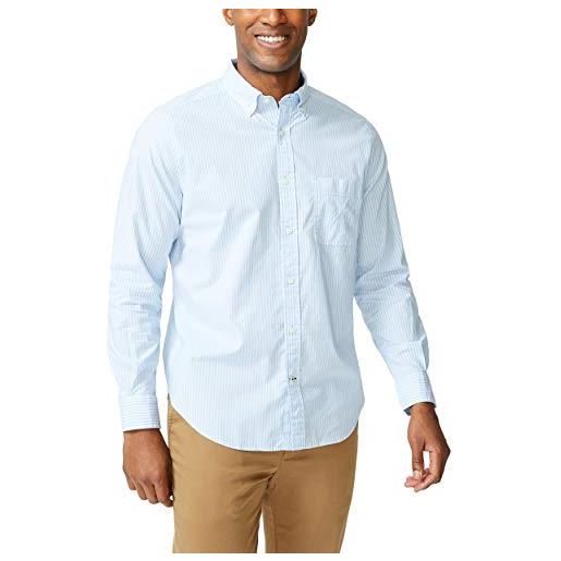 Nautica men's long sleeve button down poplin shirt camicia con bottoni, light haze, s uomo