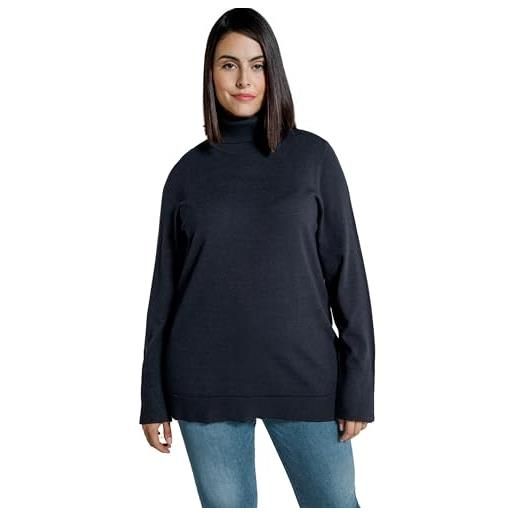 Ulla Popken pullover con collo dolcevita, alti orli a costine e maniche lunghe violet profondo 50+ 799922840-50+