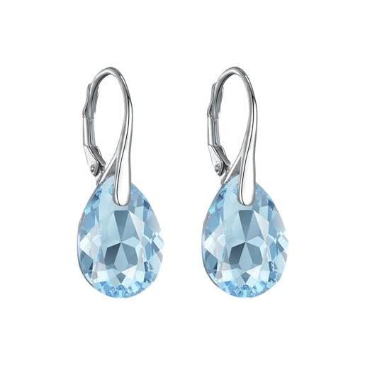 Philip Jones orecchini pendenti in argento sterling con acquamarina creati con cristalli zircondia®