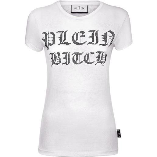 Philipp Plein t-shirt sexy pure gothic plein con decorazione - bianco