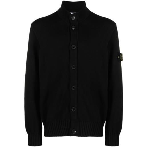 Stone Island cardigan con applicazione compass - nero