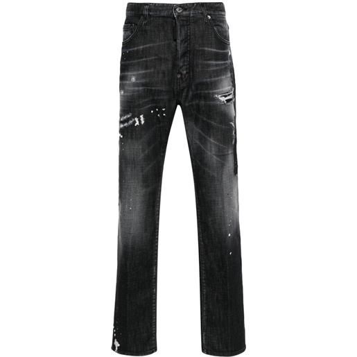 Dsquared2 jeans dritti con effetto vissuto - nero