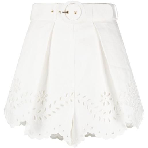 ZIMMERMANN shorts junie con ricamo floreale - bianco