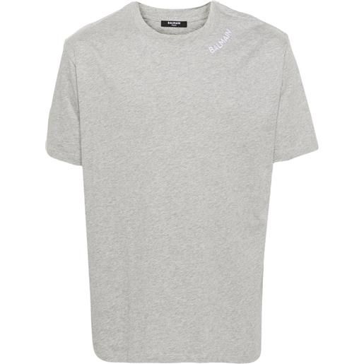 Balmain t-shirt con ricamo - grigio