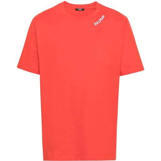 Balmain t-shirt con ricamo - rosso