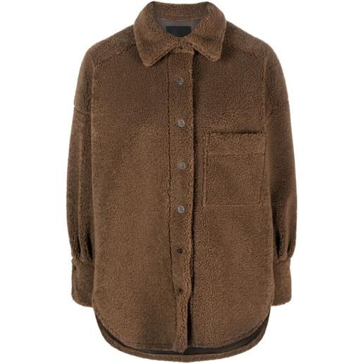 PINKO giacca-camicia in finta pelliccia - marrone