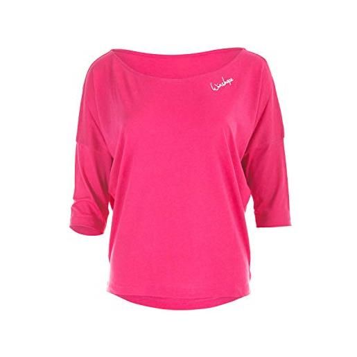 WINSHAPE mcs001-maglia da donna ultra leggera corte, maglietta a maniche 3/4, rosa intenso, xs