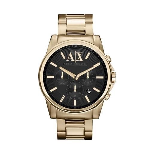 Armani Exchange orologio da uomo, movimento cronografo al quarzo, cassa in acciaio inossidabile dorata da 45 mm con bracciale in acciaio inossidabile, ax2095