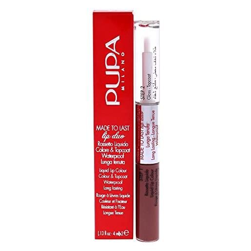 PUPA MILANO pupa made to last lip duo 011 natual brown - rossetto liquido/fluid lipstick, marrone naturale, 4 millilitro