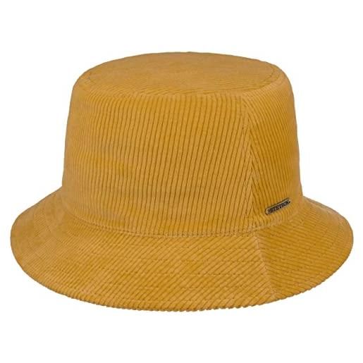 Stetson cappello in cotone cord bucket donna/uomo - made the eu da pescatore di tessuto con fodera autunno/inverno - xl (60-61 cm) giallo