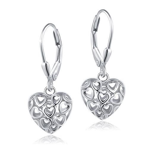 DAOCHONG orecchini pendenti a forma di cuore in filigrana in argento sterling con filigrana, idea regalo di compleanno da donna, metallo