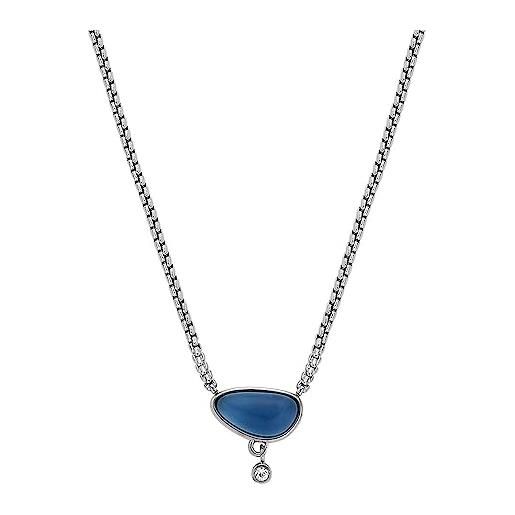 Skagen collana per donne collana a catena in vetro blu, lunghezza: 406mm+51mm, larghezza: 9,3mm, altezza: 9,4mm, skj1711040