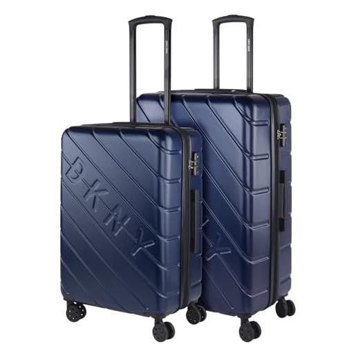 DKNY - set valigie - set valigie rigide offerte. Valigia grande rigida, valigia media rigida e bagaglio a mano. Set di valigie con lucchetto combinazione tsa, marino
