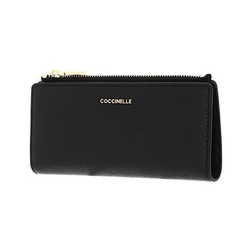 Coccinelle metallic soft wallet grained leather noir