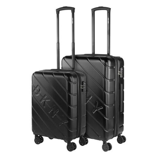 Dkny - set valigie - set valigie rigide offerte. Valigia grande rigida, valigia media rigida e bagaglio a mano. Set di valigie con lucchetto combinazione tsa, nero