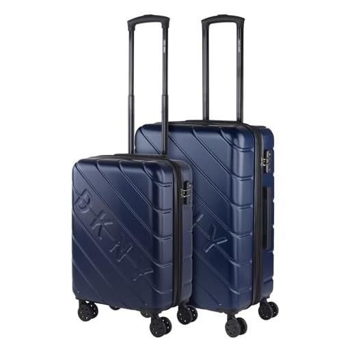DKNY - set valigie - set valigie rigide offerte. Valigia grande rigida, valigia media rigida e bagaglio a mano. Set di valigie con lucchetto combinazione tsa, marino