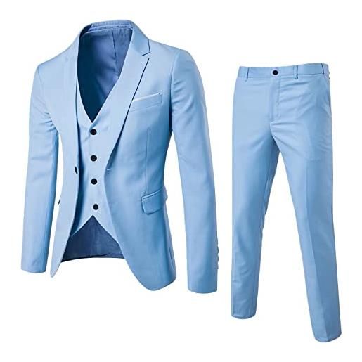JokeLomple abito uomo completo - giacca e pantaloni morbido e confortevole tinta unita con tasche chic lapel smoking blazer per formale business evening