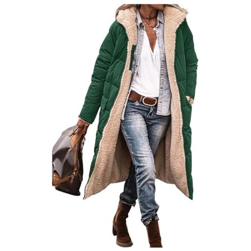 QLXYYFC cappotto invernale da donna lungo reversibile giacca invernale trapuntato caldo piumino giacca di transizione autunno inverno cappotto softshell con cappuccio (color: green2, size: xl)