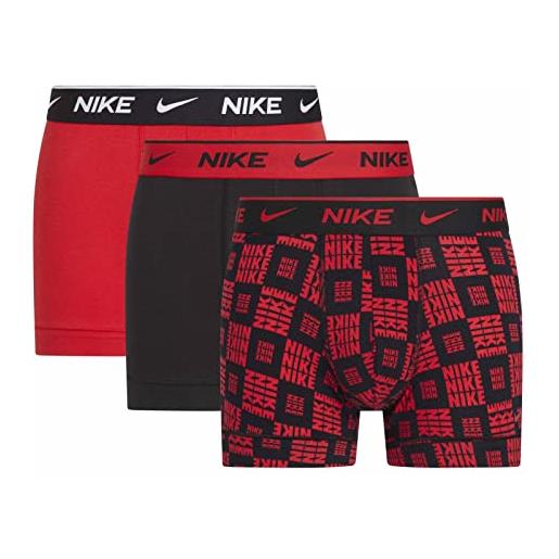 Nike boxer uomo in dri-fit, brief 3pk (nero/rosso, s)