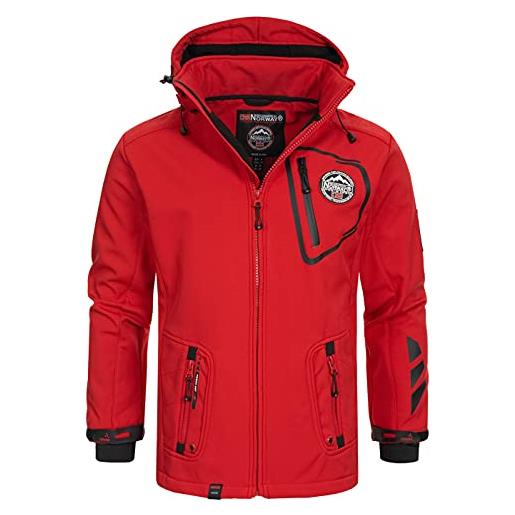 Geographical Norway tacebook men - giacca softshell uomo cappuccio impermeabile - giubbotto invernale antipioggia esterno - escursionismo sci autunno inverno primavera (rosso m)