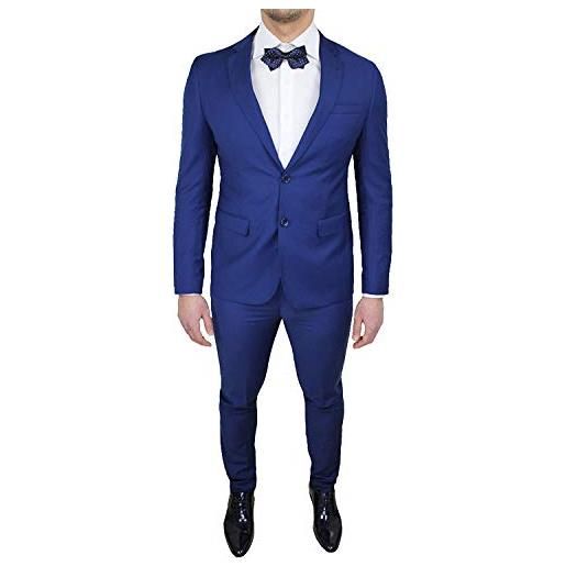 Mat Sartoriale abito completo uomo sartoriale blu slim fit aderente nuovo elegante cerimonia a002 (46)